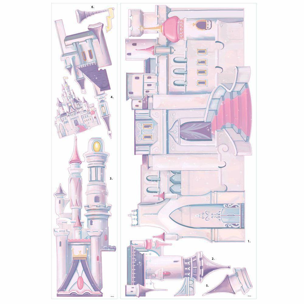 RoomMates 5 in. x 19 in. Giant Disney Princess Castle 7-Piece Wall Decal