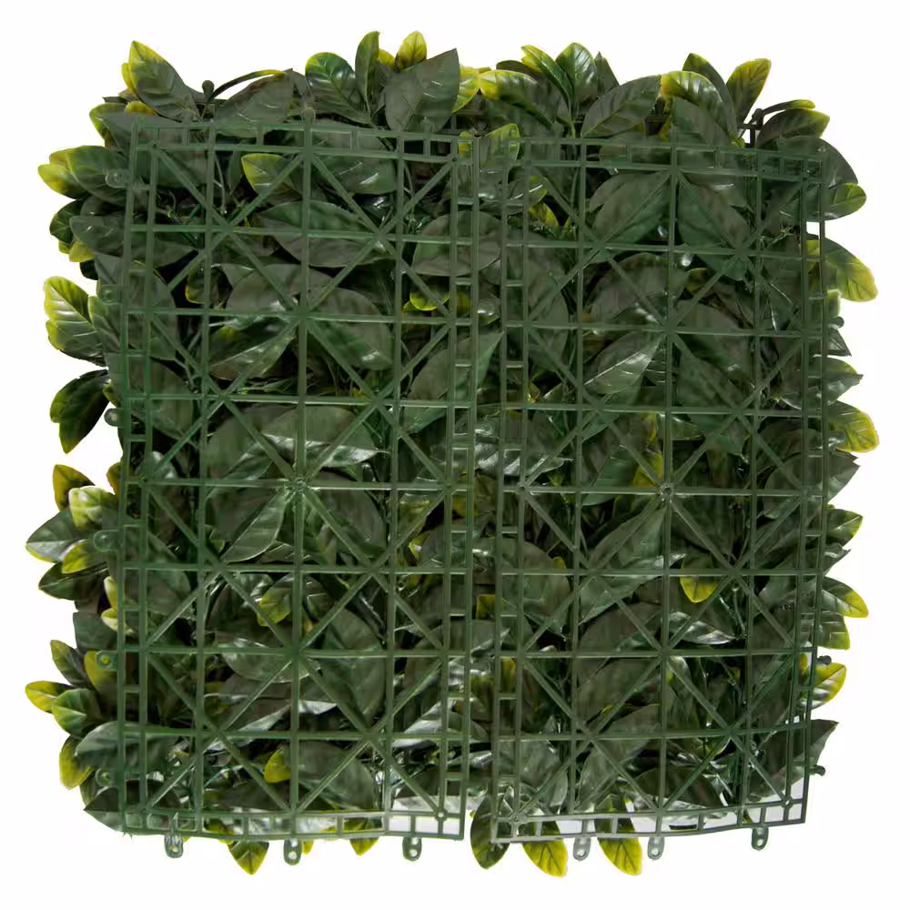 Green Smart Dekor 20 in. x 20 in. Artificial Lemon Leaf Wall Panels (Set of 4)