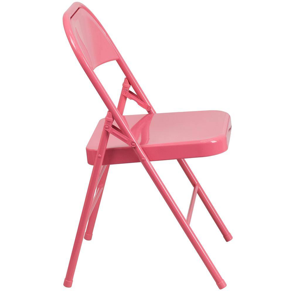 Flash Furniture Pink Metal Stackable Folding Chair