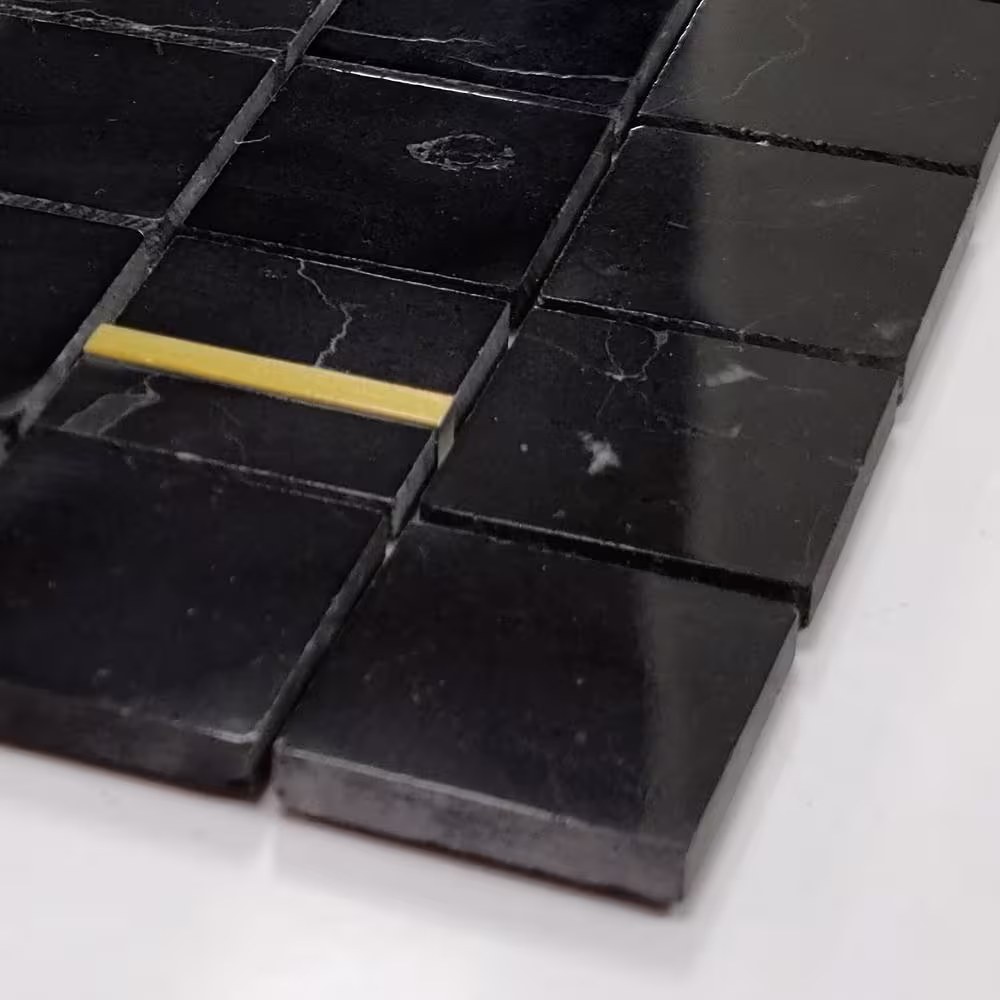 None Black Marquina with Gold Metal 12 in. x 12 in. Natural Marble Peel and Stick Tile (5 sq. ft/Box)