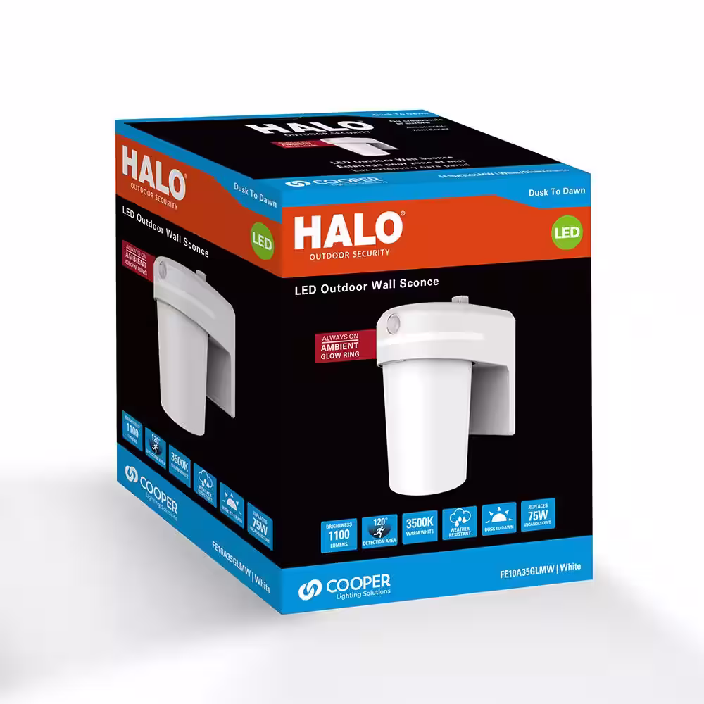 HALO FE 60-Watt Equivalent Integrated LED White Motion Sensing Dusk to Dawn Area Light, 3500K