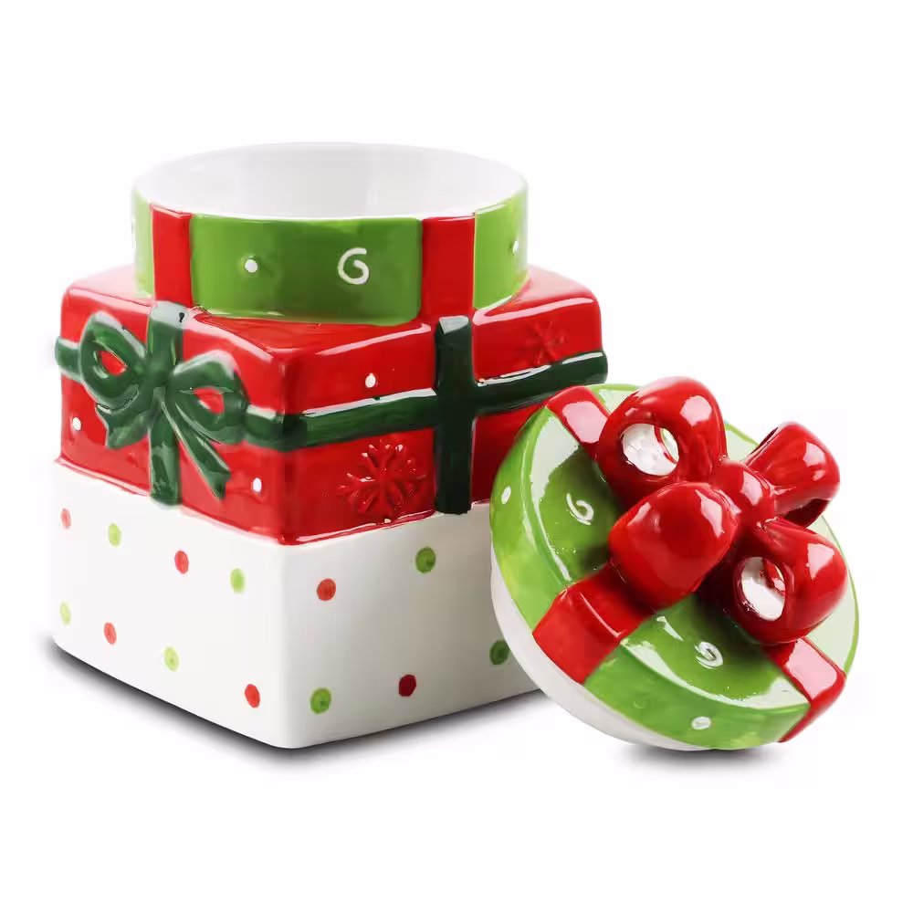 Gibson Home Christmas Estate 7.5 in. Gift Box Cookie Jar
