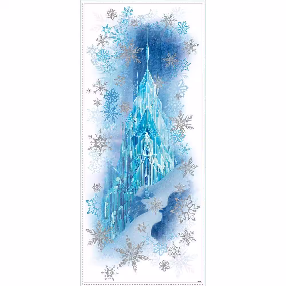 RoomMates 5 in. x 19 in. Frozen Ice Palace with Else and Anna 11-Piece Peel and Stick Giant Wall Decal