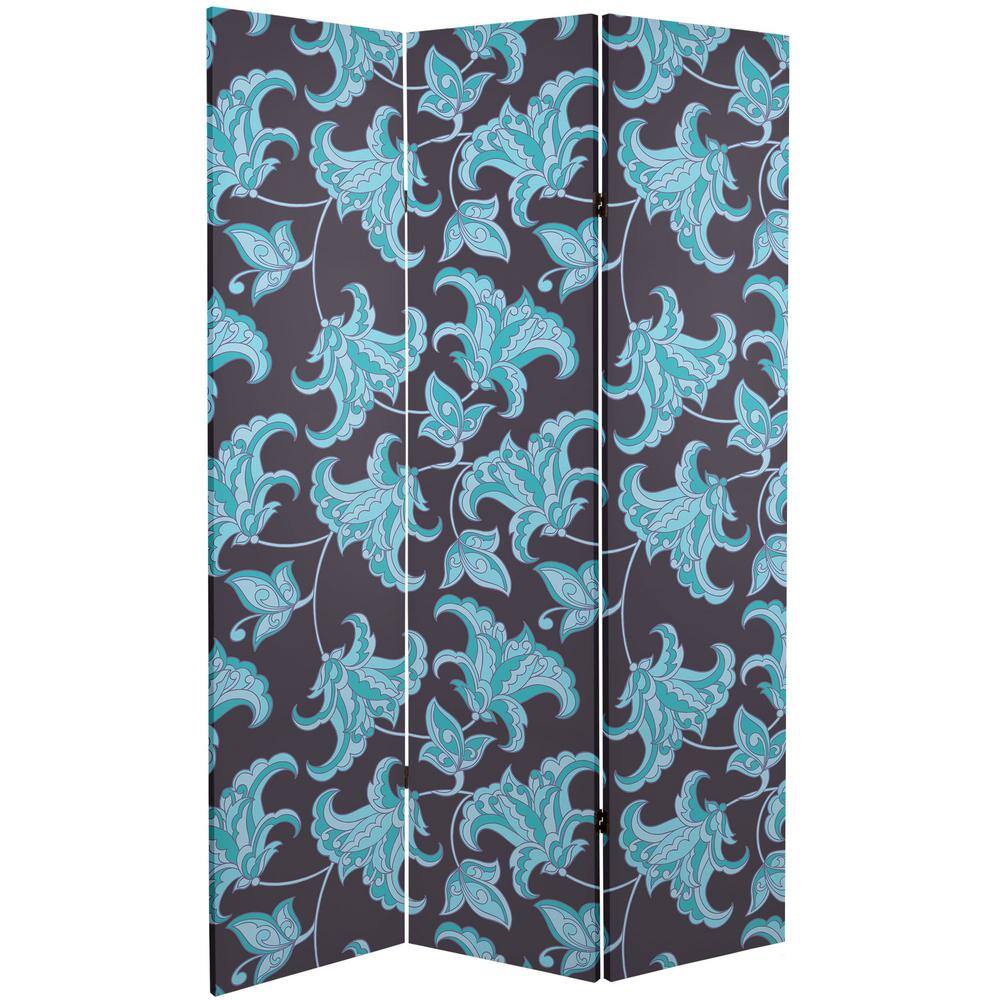 None Arabesque Wallpaper 6 ft. Printed 3-Panel Room Divider