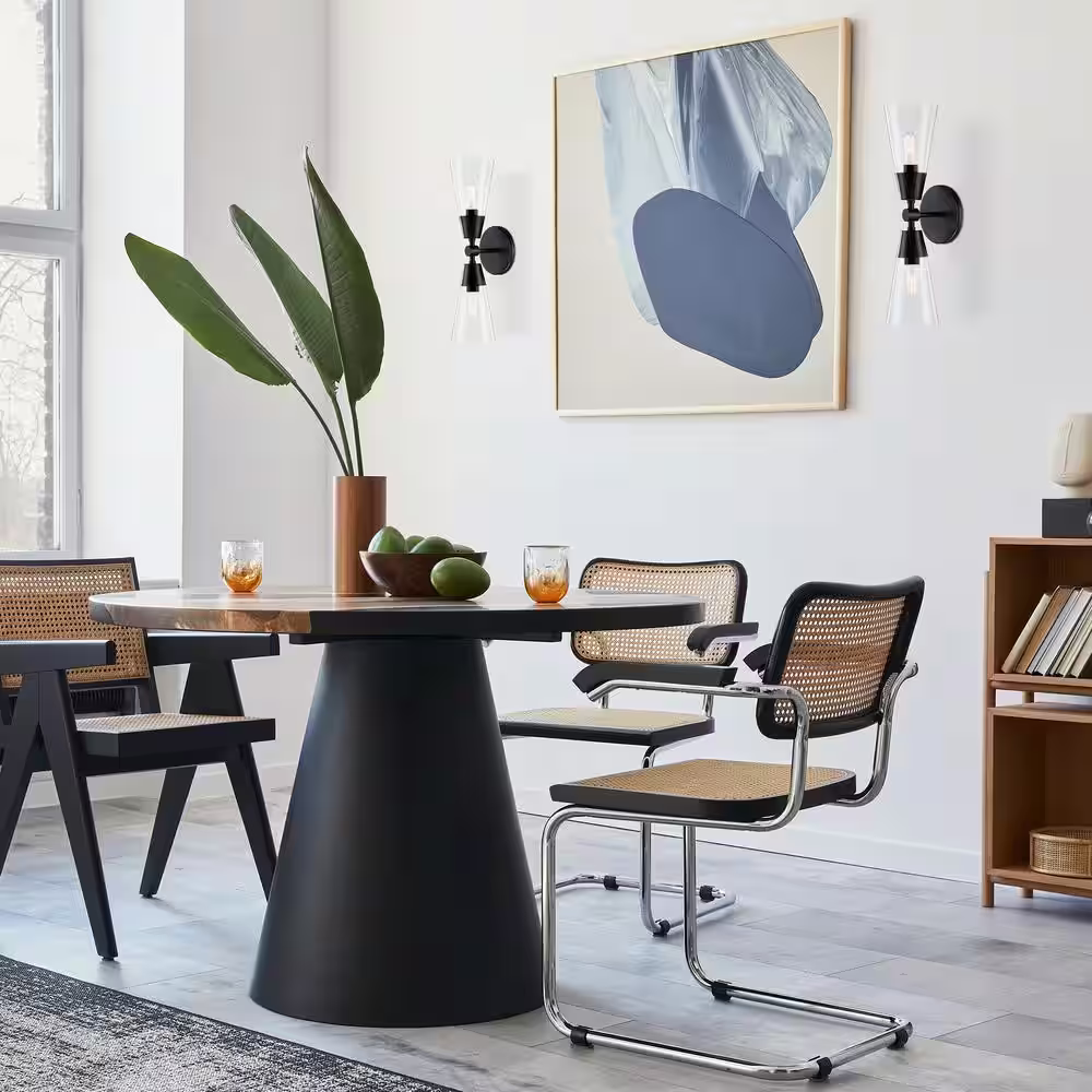 Designers Fountain Norro 5.25 in. 2-light Matte Black Modern indoor wall sconce with Clear Glass Shades