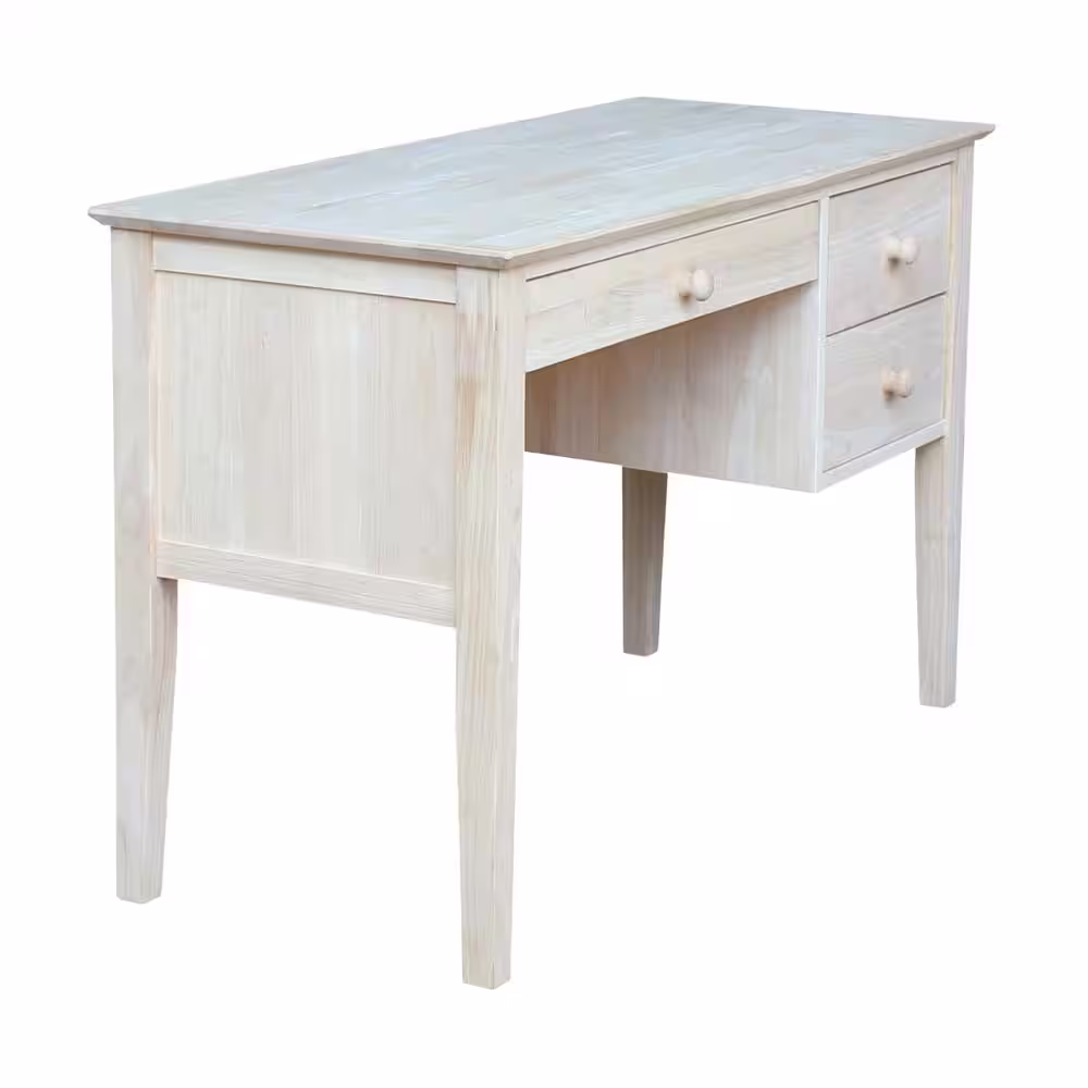 International Concepts Unfinished Solid Wood 46 in. W 3-Drawer Brooklyn Desk