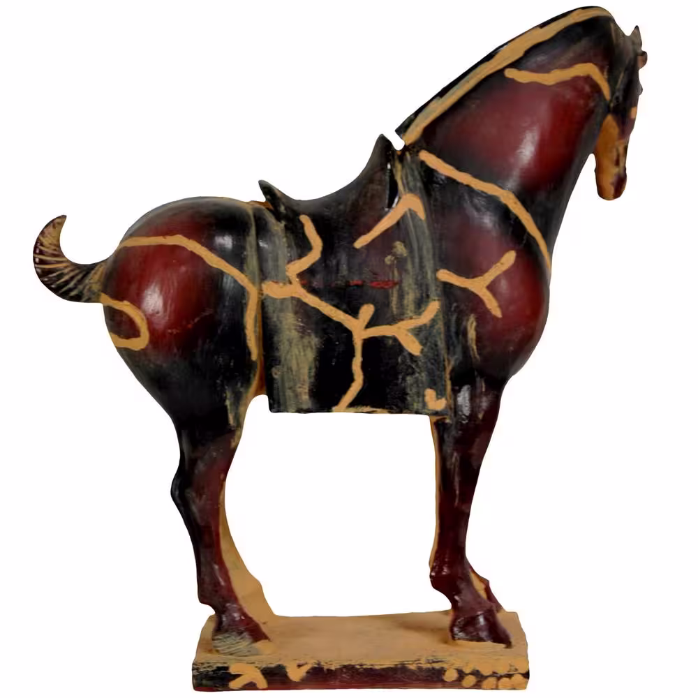 Oriental Furniture 13 in. Chinese Tang Tomb Horse Decorative Statue