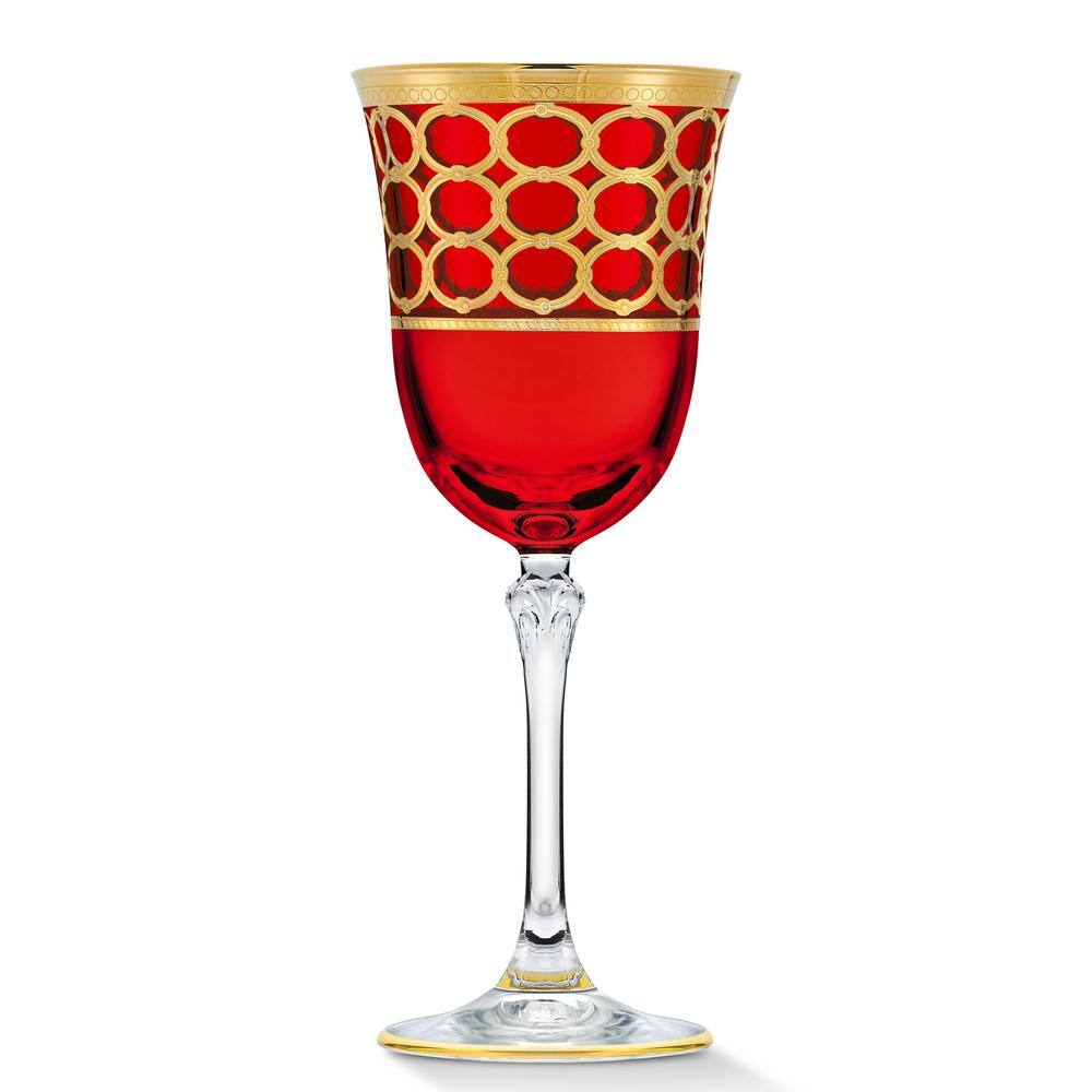 Lorren Home Trends 7 oz. Multicolor and Gold White Wine Goblet Set (Set of 4)