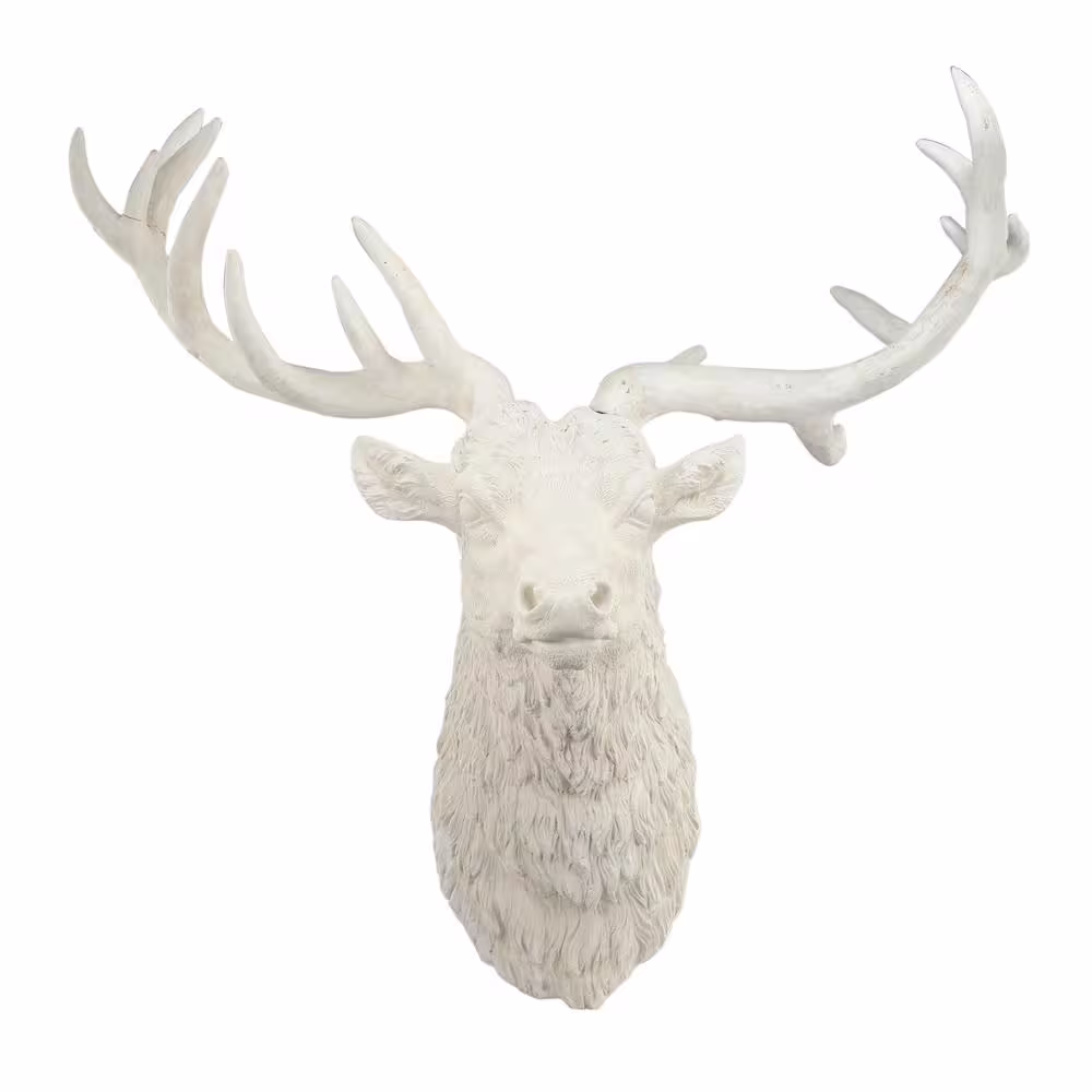 A & B Home Aged White Darby Deer Head Wall Decor Accent