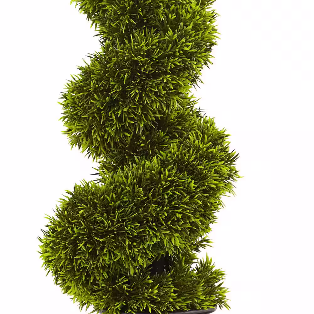 Nearly Natural 3 ft. Artificial Grass Spiral Topiary with Deco Planter