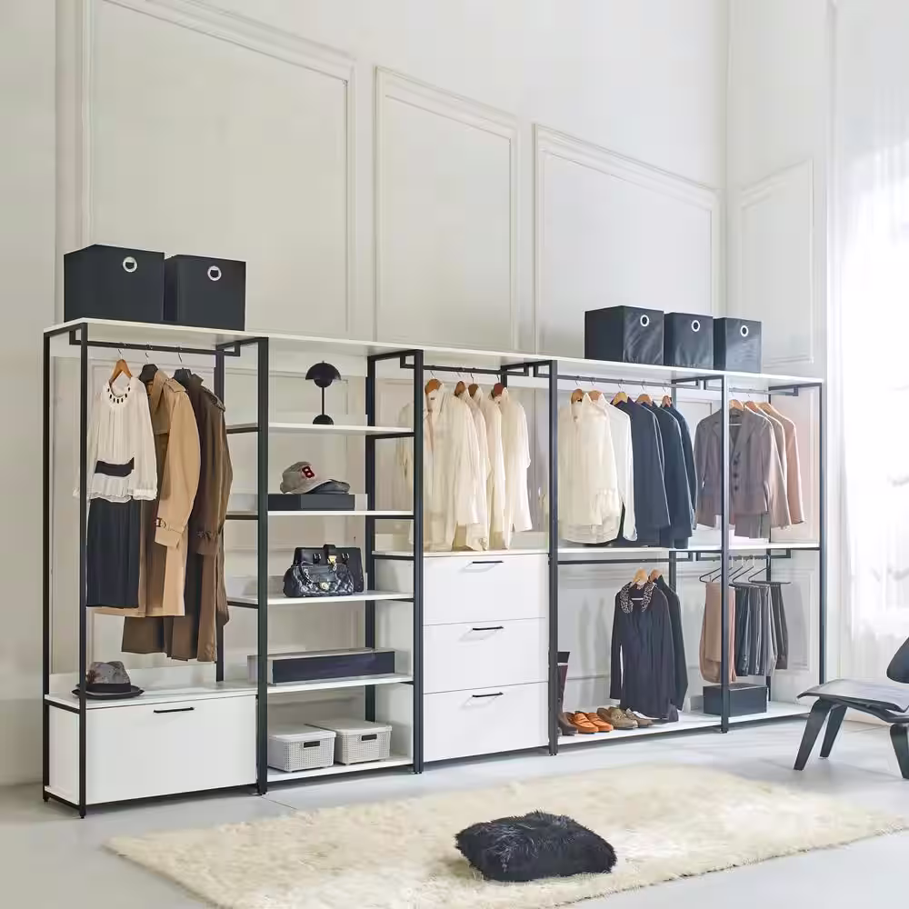 None Fiona 32 in. W White Freestanding Wood Closet System Tower