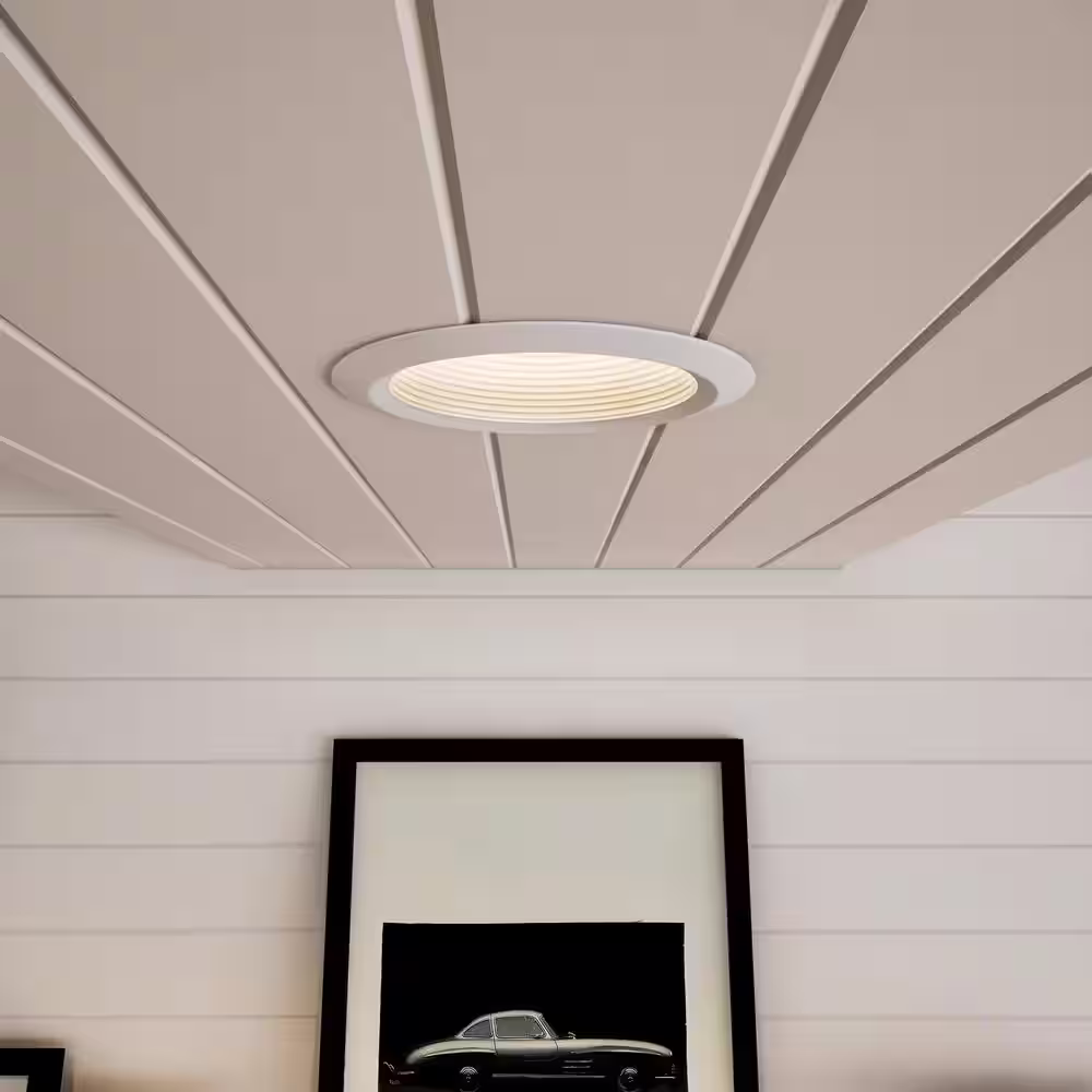 Halo E26 Series 6 in. White Recessed Ceiling Light Full Cone Baffle with Self Flanged White Trim Ring