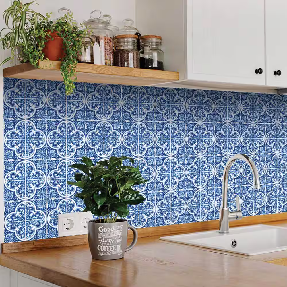 None Blue/White H15 8 in. x 8 in. Vinyl Peel and Stick Tile (24 Tiles, 10.67 sq. ft./pack)