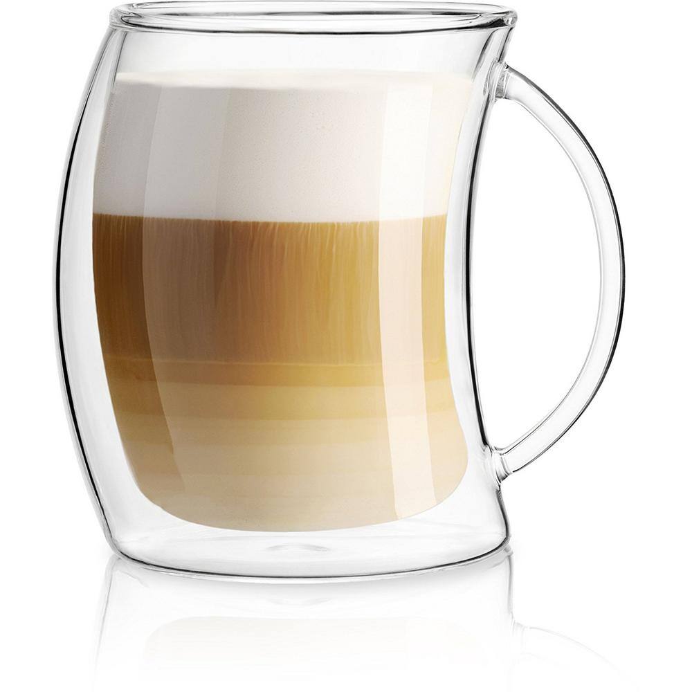 JoyJolt 13 oz. Caleo Double Wall Glass Insulated Coffee Mug (Set of 4)