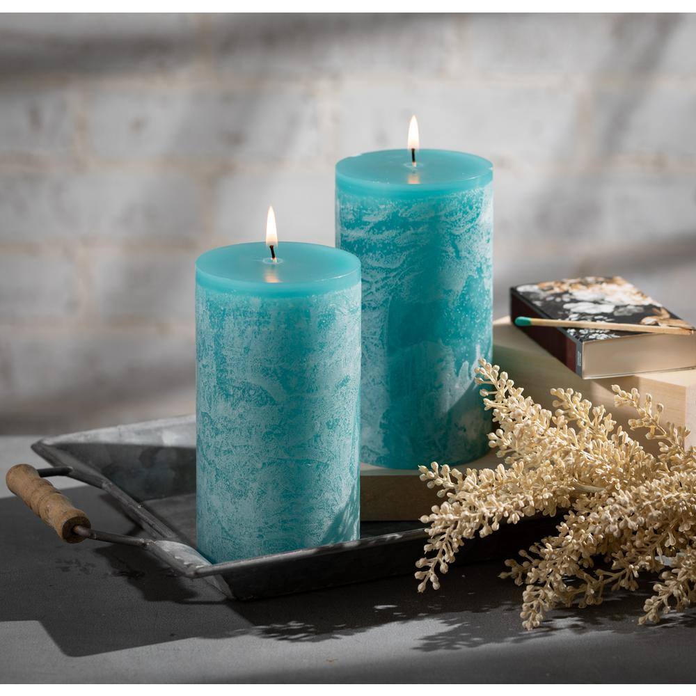 Vance Kitira 6 in. Sea Glass Timber Pillar Candle