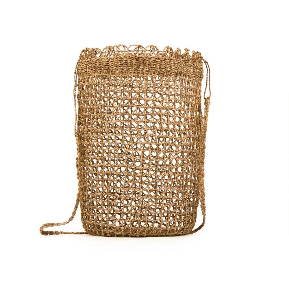 Zentique Hand Woven Wicker Seagrass Large with Strap Tote Basket