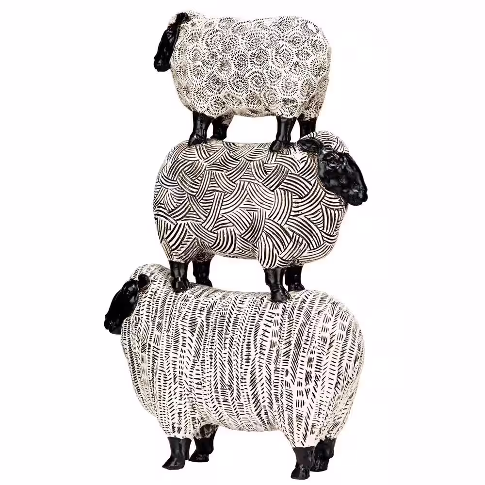 Design Toscano Stacked Sheep Spirit Rectangle Animal Statue