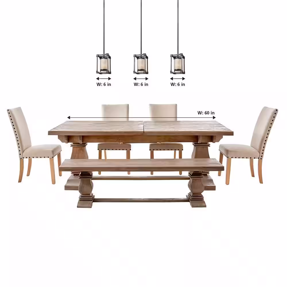 Generation Lighting Dunning 6 in. W. 1-Light Weathered Gray and Distressed Oak Hanging Mini Pendant