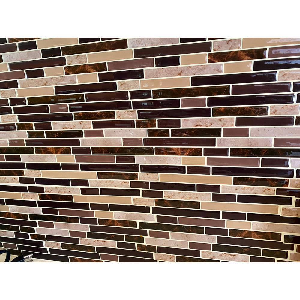 Art3d 12 in. x 12 in. Peel and Stick Vinyl Backsplash Tile in Long Stone (6-Pack)