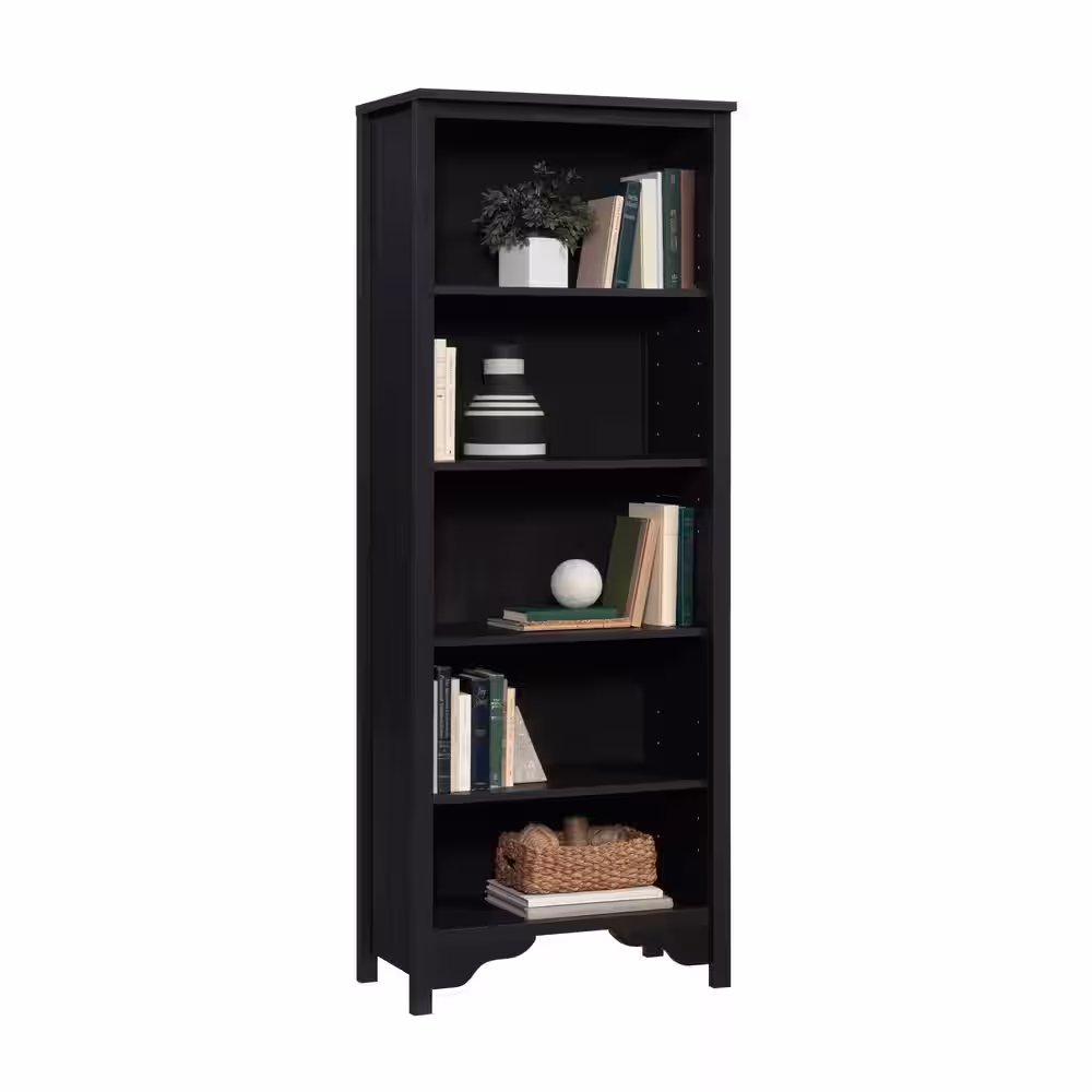 SAUDER Dawson Trail 69.016 in. Raven Oak 5 Shelf Accent Bookcase with Adjustable Shelves