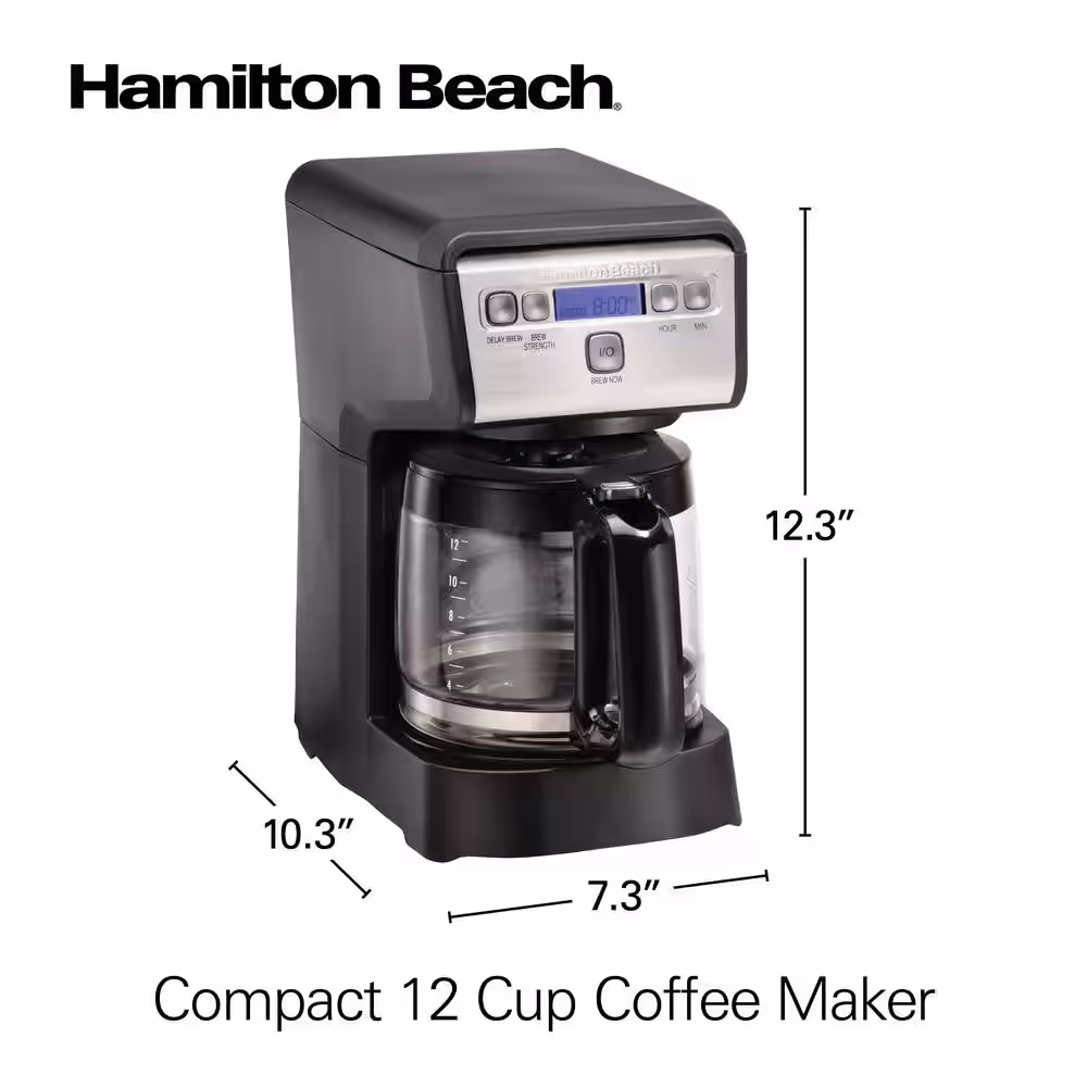 Hamilton Beach Compact 12-Cup Black Programmable Drip Coffee Maker