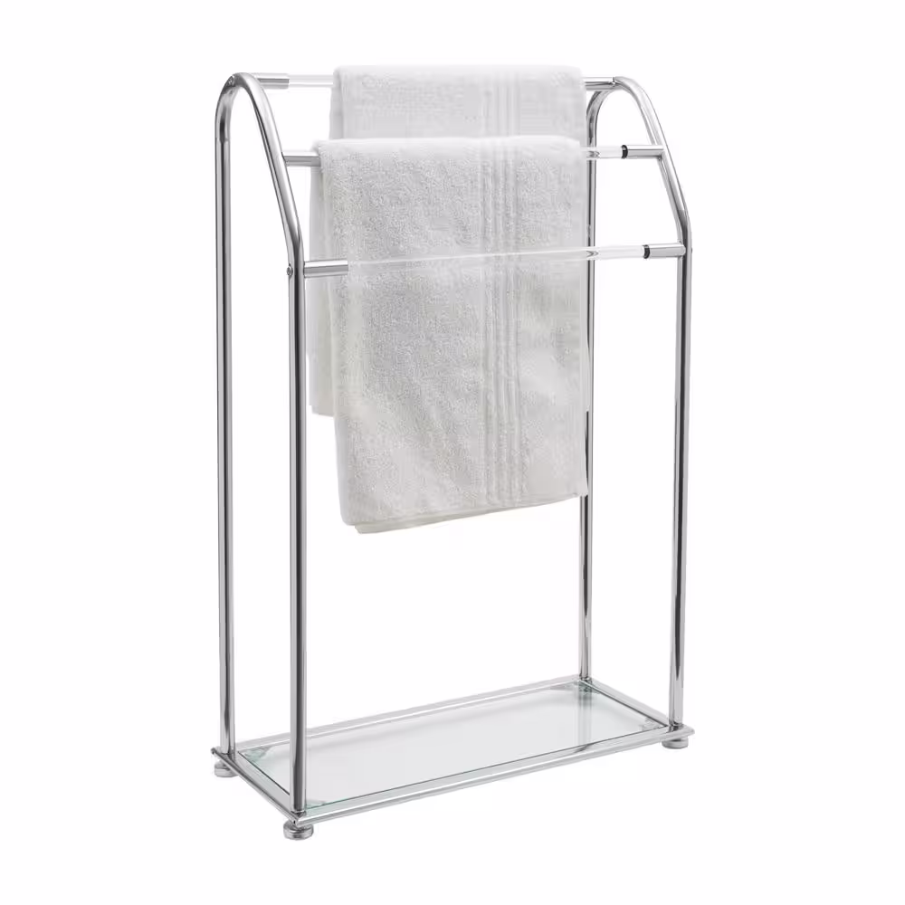 ORGANIZE IT ALL Freestanding Acrylic 3-Bars Towel Rack in Chrome