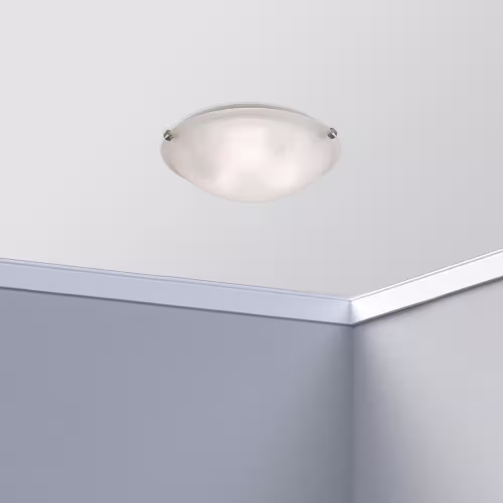 Bel Air Lighting Constellation 16 in. 3-Light Brushed Nickel Flush Mount Ceiling Light Fixture with Frosted Linen Texture Glass Shade