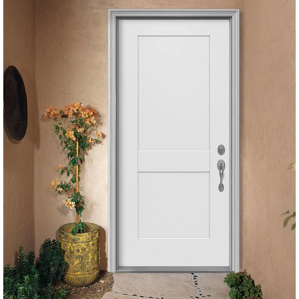 JELD-WEN 32 in. x 79 in. 2-Panel Craftsman Primed Steel Front Door Slab