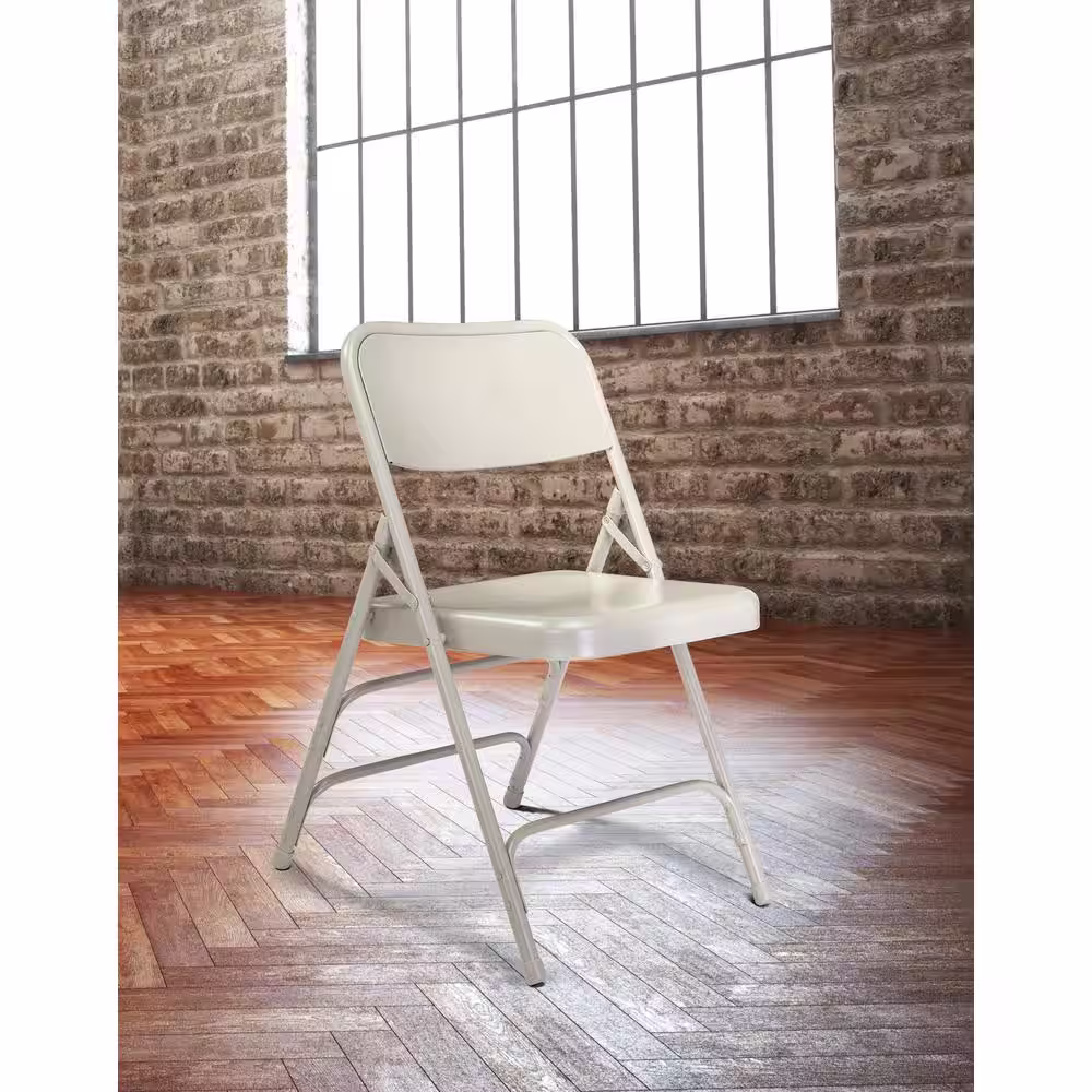 National Public Seating Grey Metal Stackable Folding Chair (Set of 4)