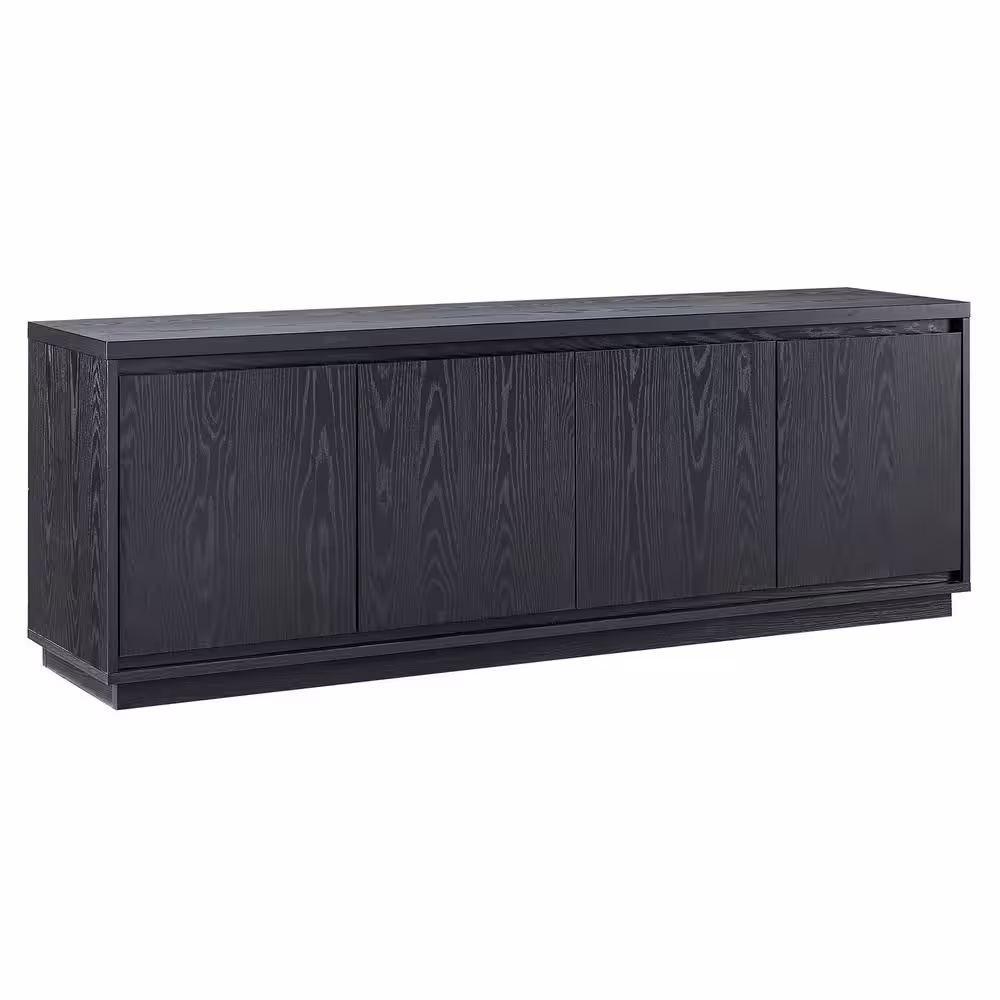 None Presque 68 in. Black Grain Rectangular TV Stand Fits TV's up to 75 in.