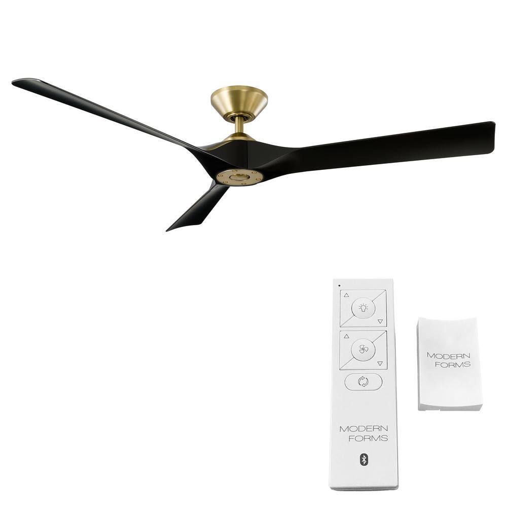 Modern Forms Torque 58 in. 3-Blade Smart Satin Brass/Black Ceiling Fan with Remote Control