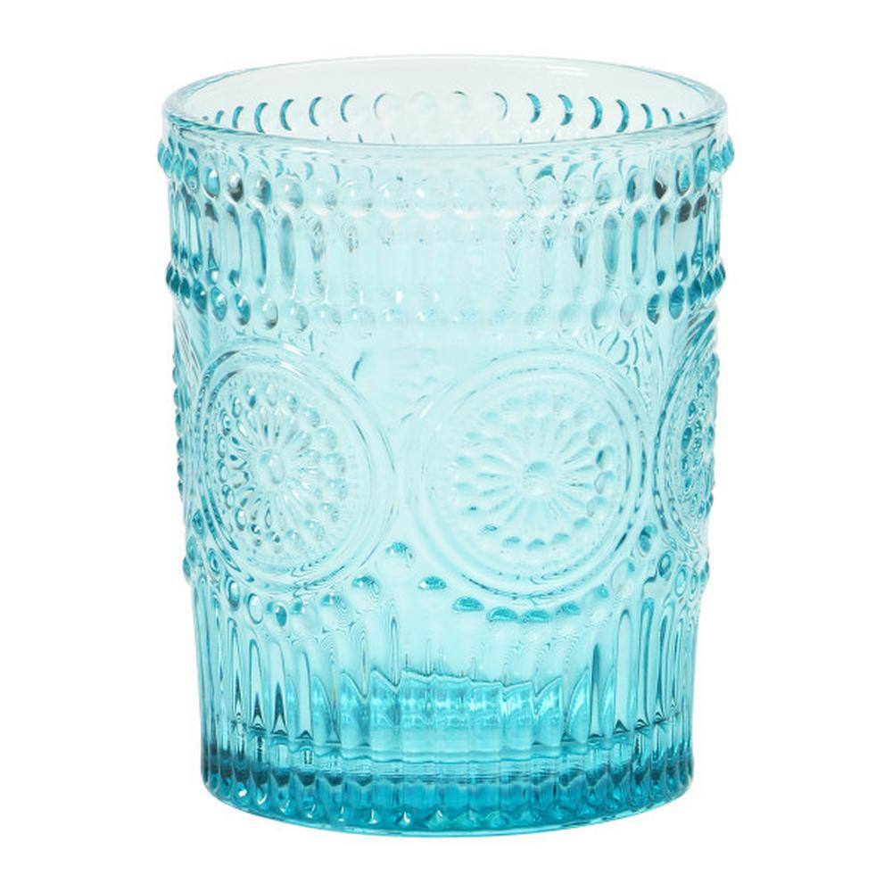 Storied Home 12 oz. Embossed Drinking Glass (Set of 4)