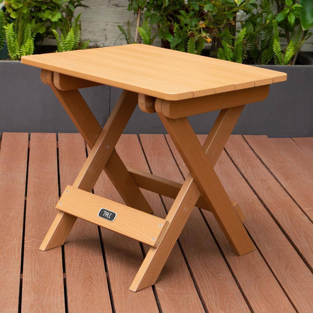 None Brown Square Plastic All-Weather and Fade-Resistant Wood Picnic Table with Fold Function