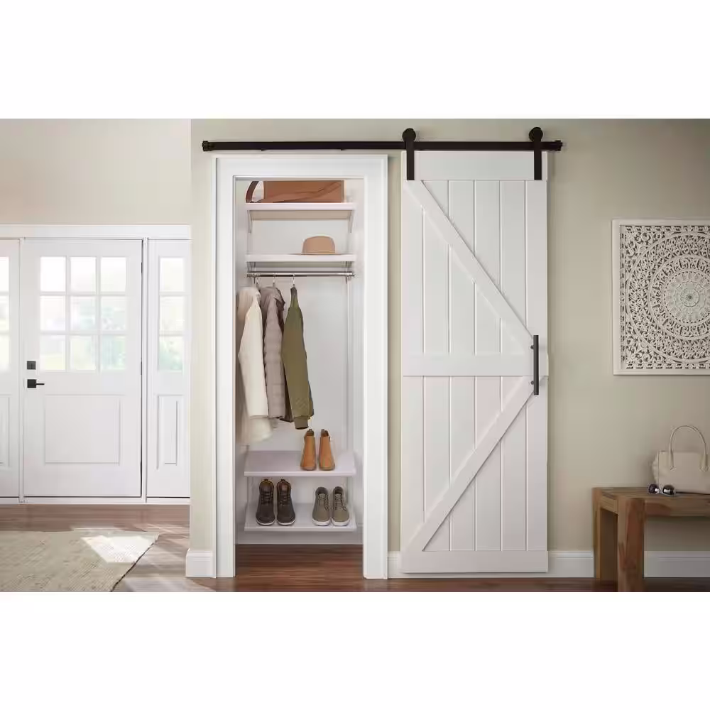 Everbilt Genevieve 2 ft. White Adjustable Closet Organizer Long Hanging Rod with Shoe Rack