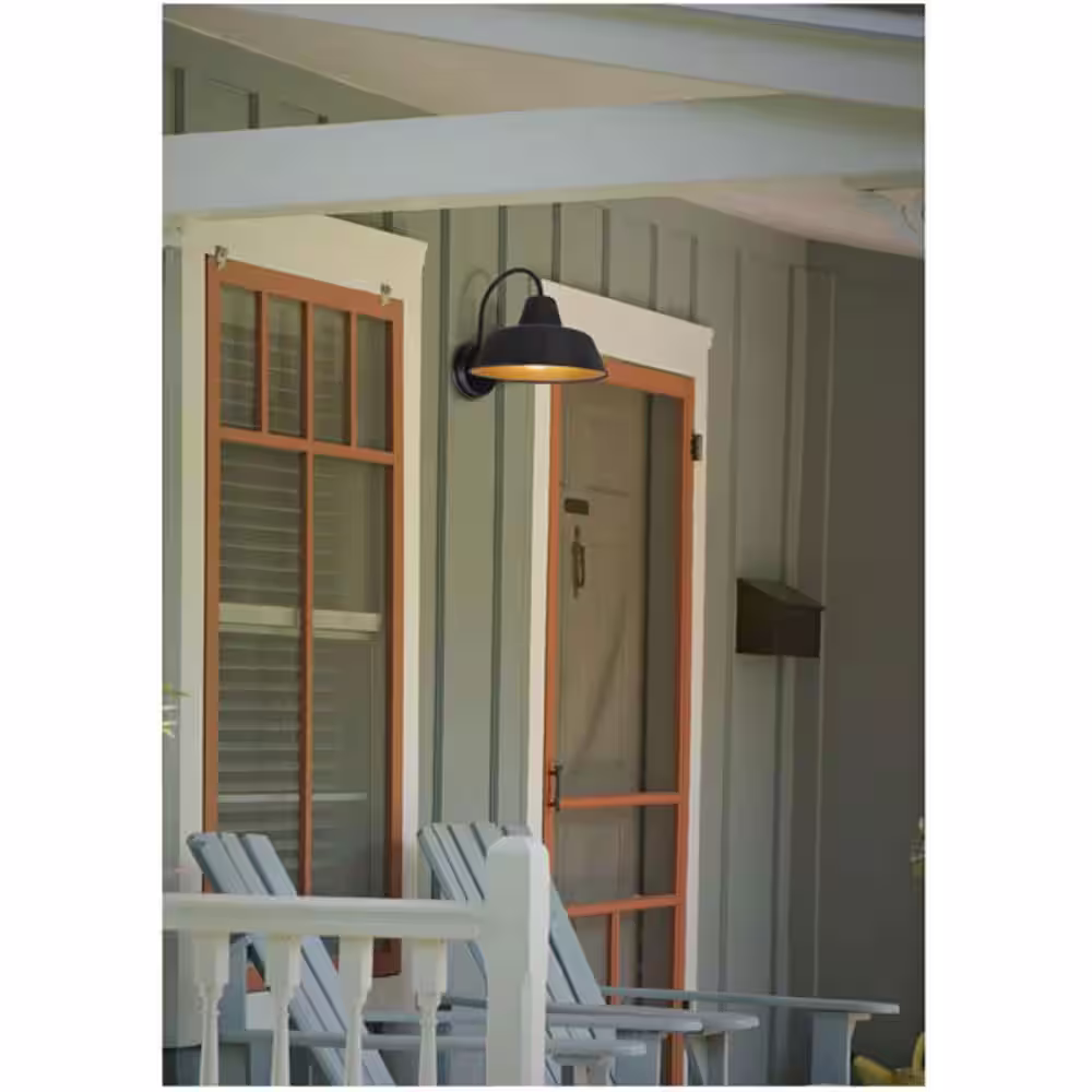 Sylvania Weymouth Medium 1-Light Antique Black Outdoor Wall Mount Sconce with Edison LED Light Bulb Included