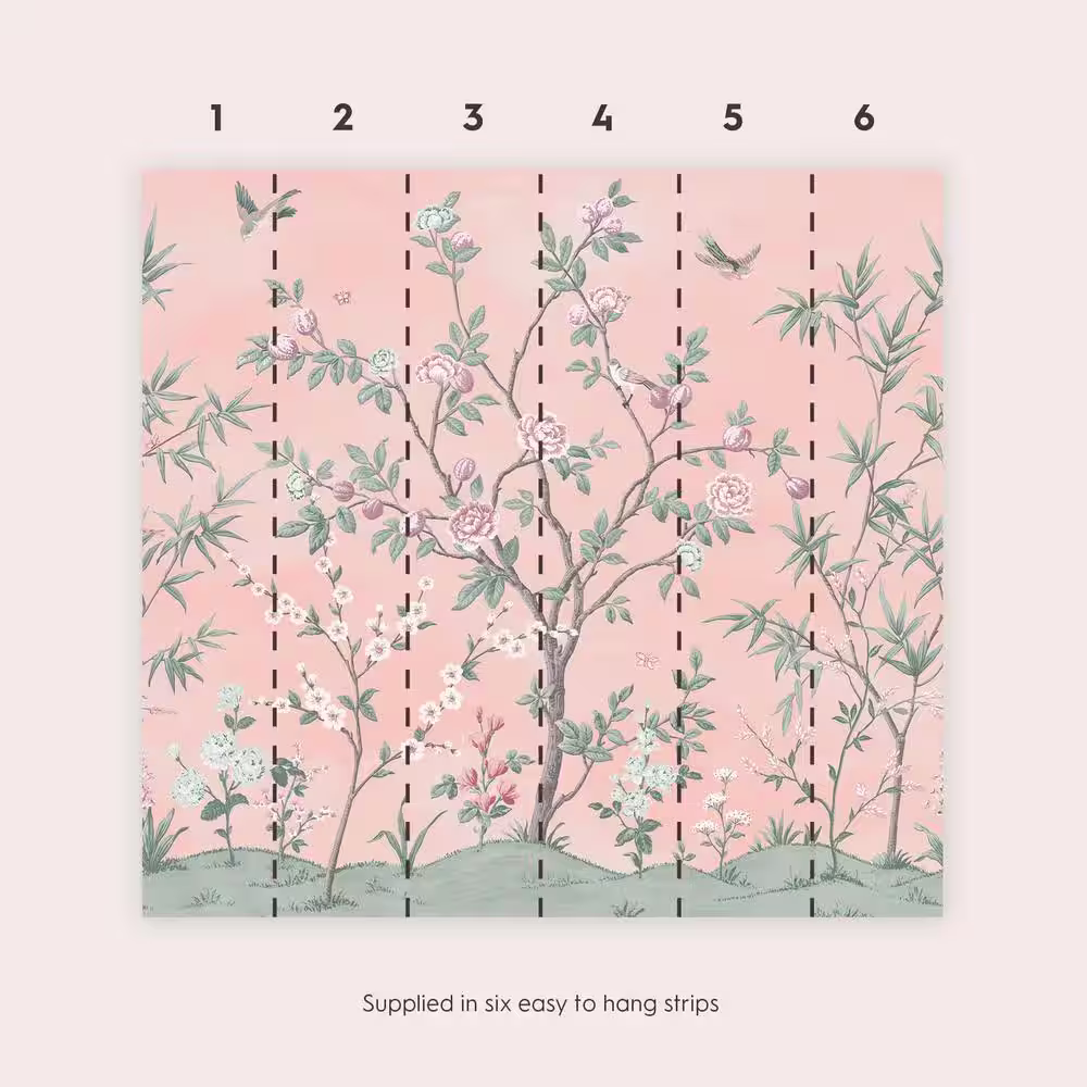 Laura Ashley 118 in. x 110 in. Eglantine Floral Unpasted Removable Mural