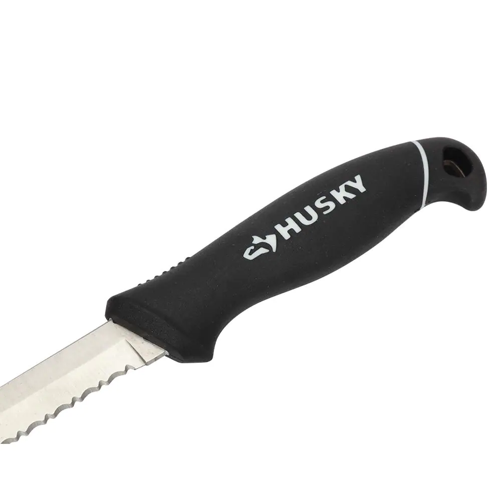 Husky 6 in. Stainless Steel Serrated Fixed Blade Knife with Sheath