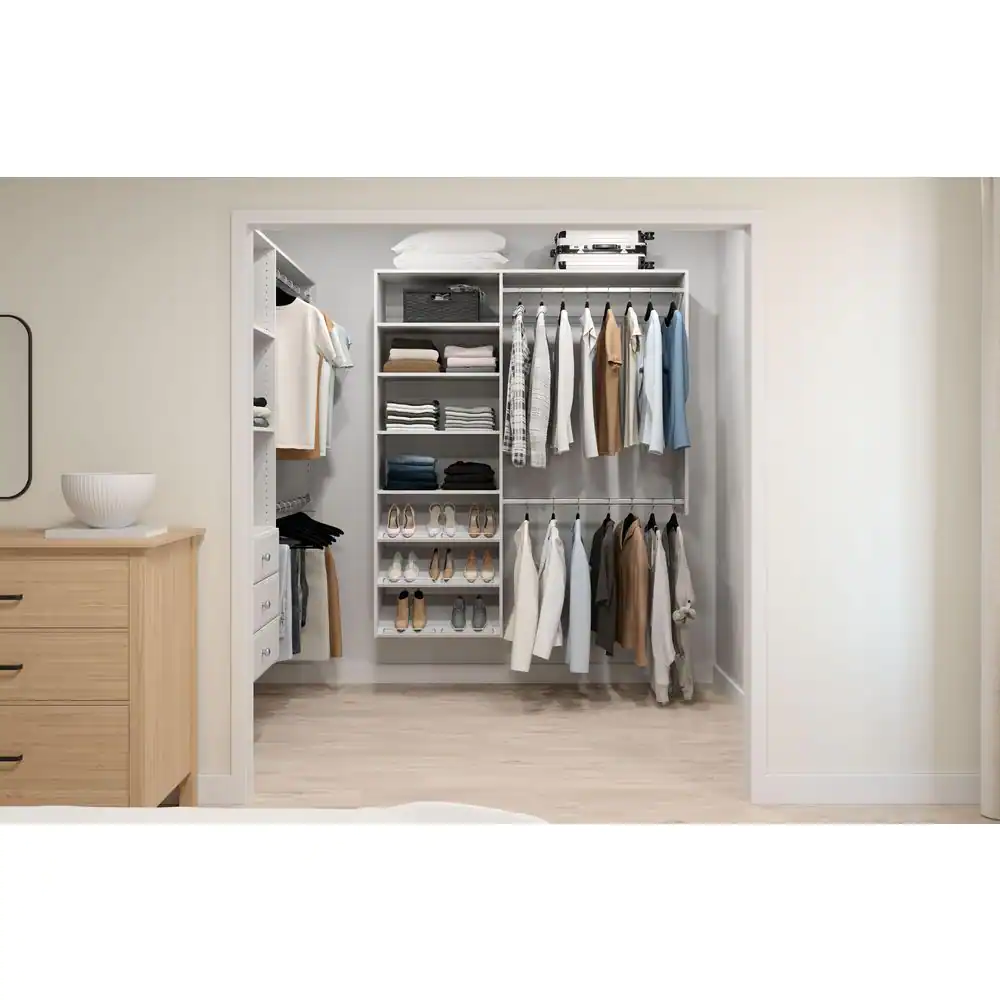 Closet Evolution Premium 36 in. W . - 60 in. W White Wood Closet System