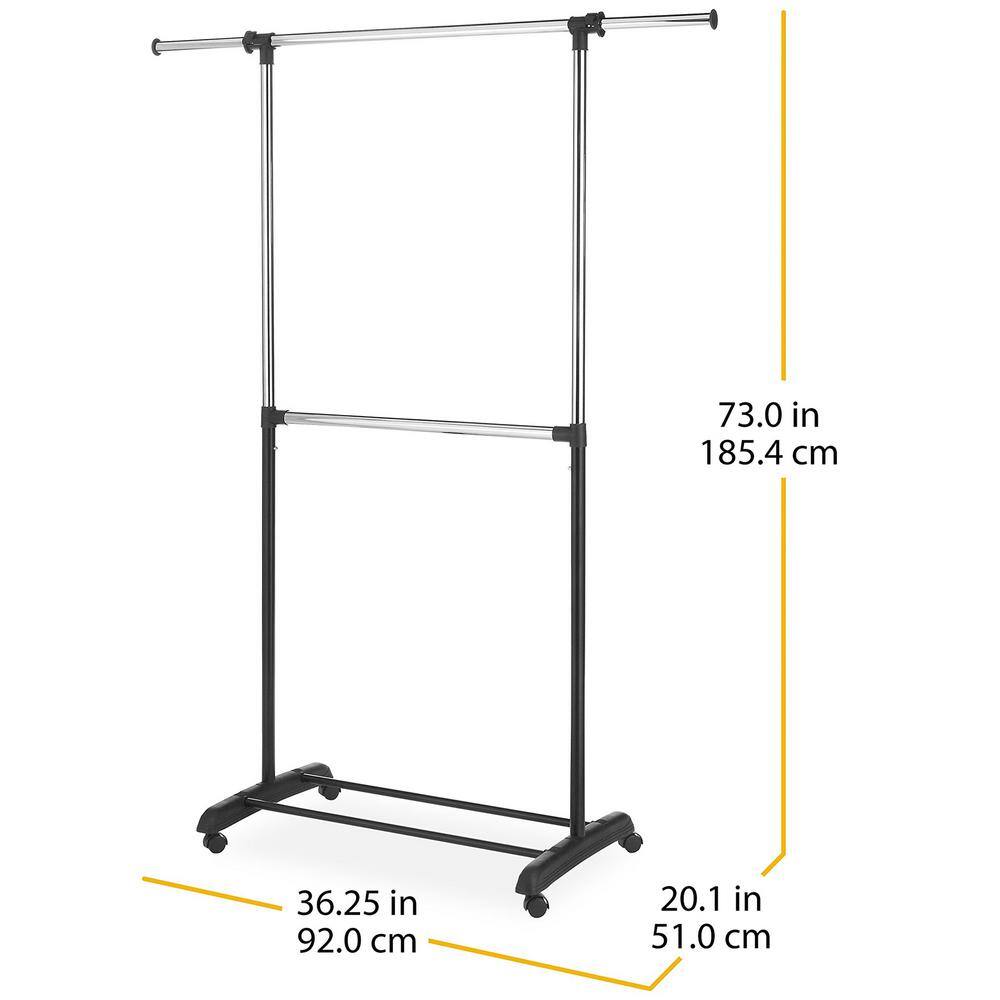 None Chrome Metal Garment Clothes Rack Double Rod 36 in. W x 73 in. H