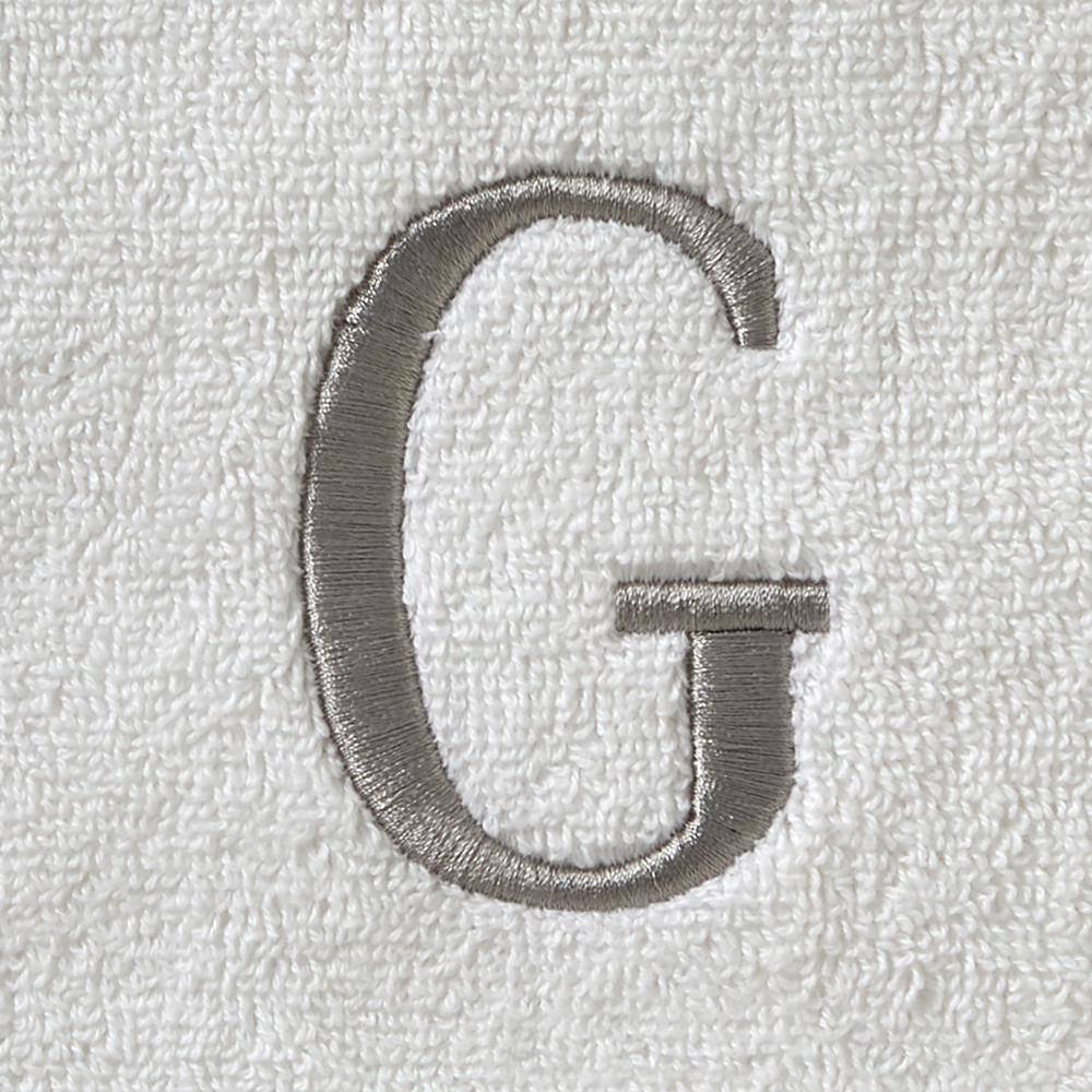 SKL Home Casual Monogram Letter G Hand Towel 2 piece set, white, cotton