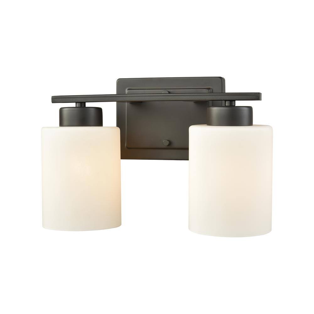 Thomas Lighting Summit Place 2-Light Oil Rubbed Bronze With Opal White Glass Bath Light
