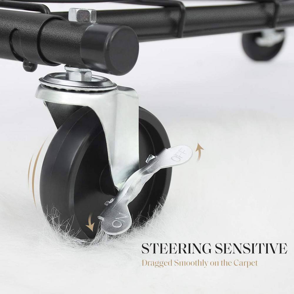 None Black Steel Garment Clothes Rack Double Rods 70 in. W x 71 in. H