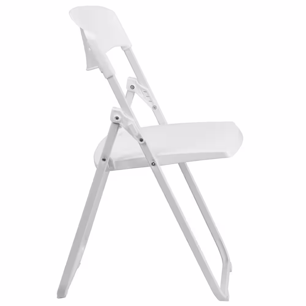 Flash Furniture Hercules Series 880 lb. Capacity Heavy Duty White Plastic Folding Chair with Built-in Ganging Brackets