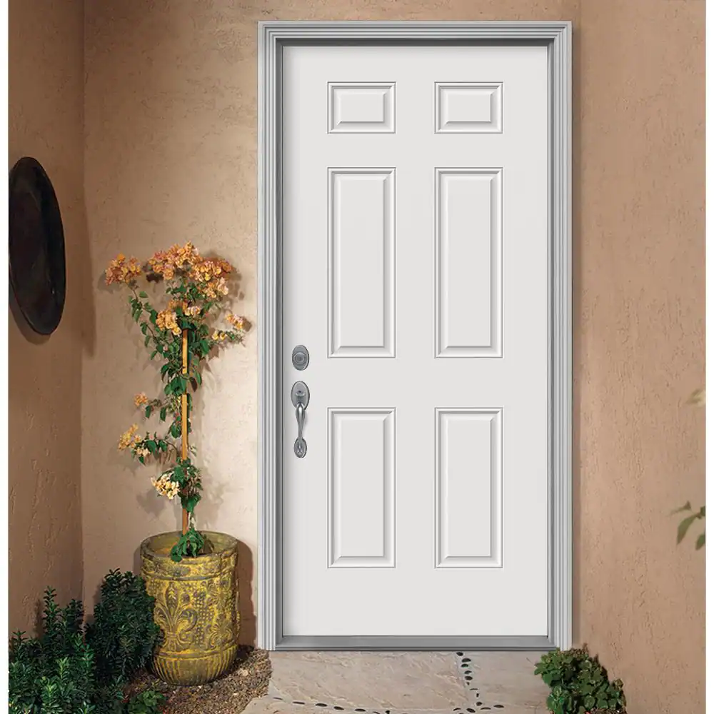 JELD-WEN 30 in. x 80 in. 6-Panel Primed Premium Steel Front Door Slab