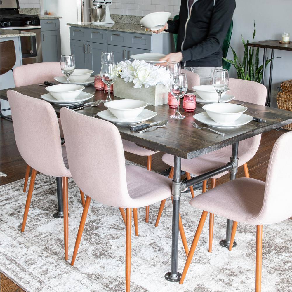 PIPE DECOR 60 in. x 36 in. x 29.5 in. Trail Brown Restore Wood Dining Table with Industrial Steel Pipe Legs