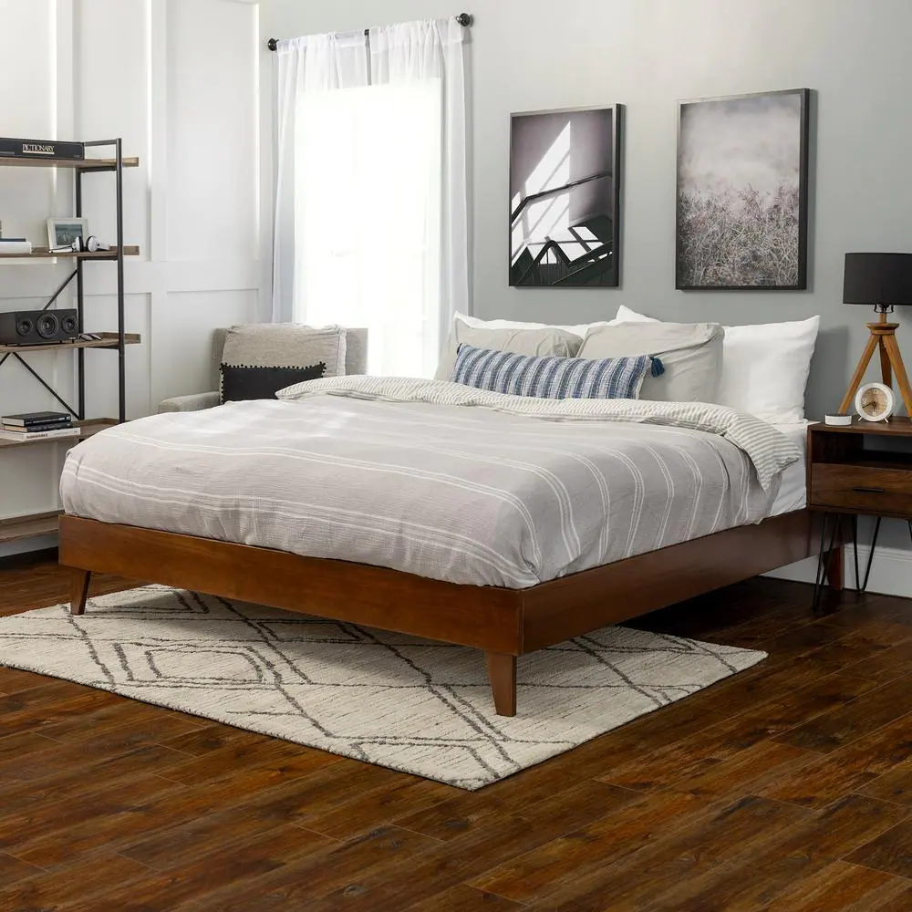Welwick Designs Solid Wood Walnut King Platform Bed