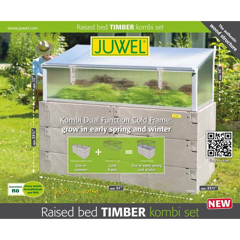 Exaco 51 in. W x 24 in. D x 39.75 in. H Timber Raised Bed with Cold Frame