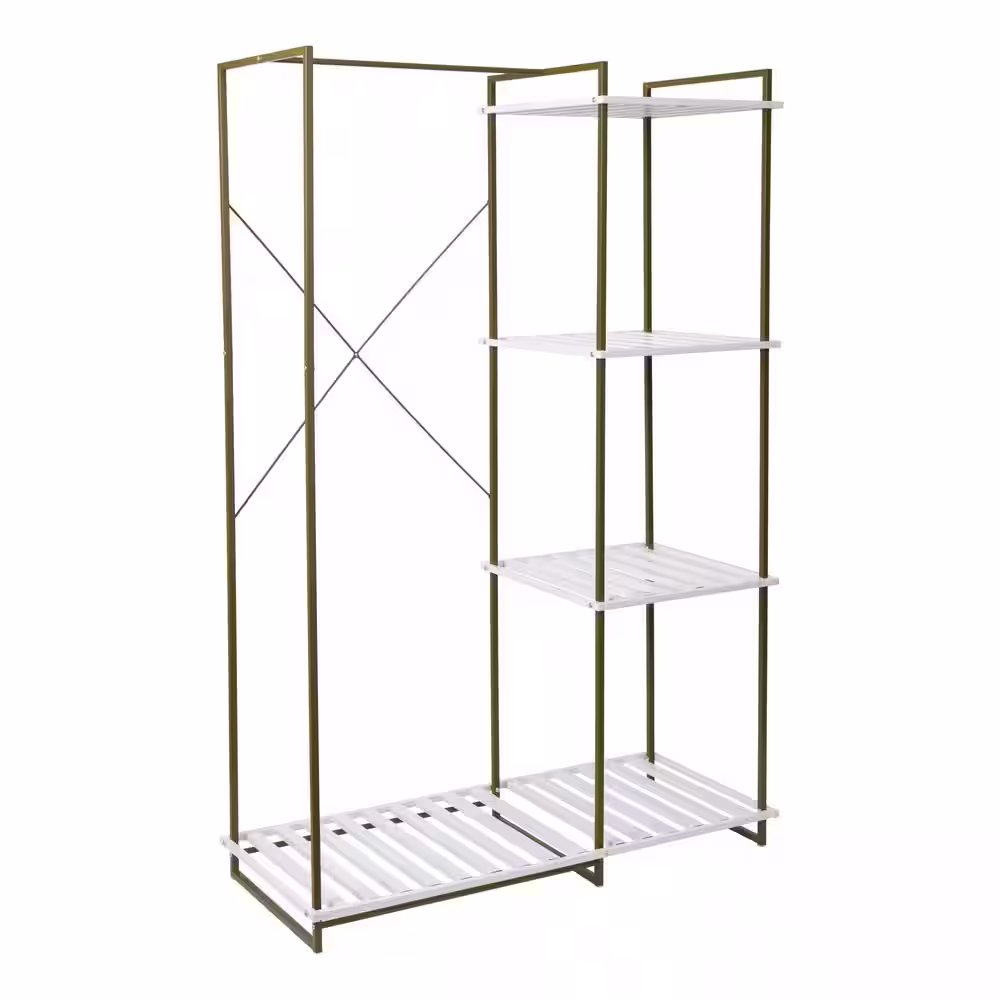 Honey-Can-Do White Steel Clothes Rack 45.2 in. W x 68 in. H