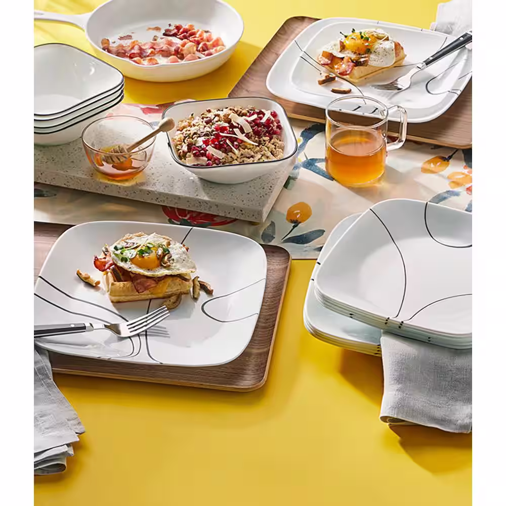 Corelle Square 22-Oz Cereal and Soup Bowls Simple Lines (Set of 6)