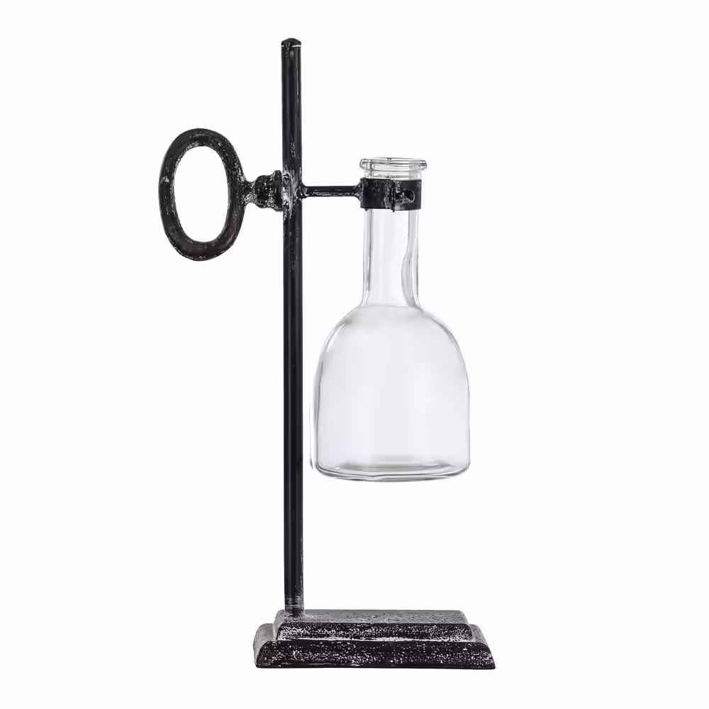 StyleCraft Key Potion Antique Iron Clear Metal Glass Table Top Sculpture